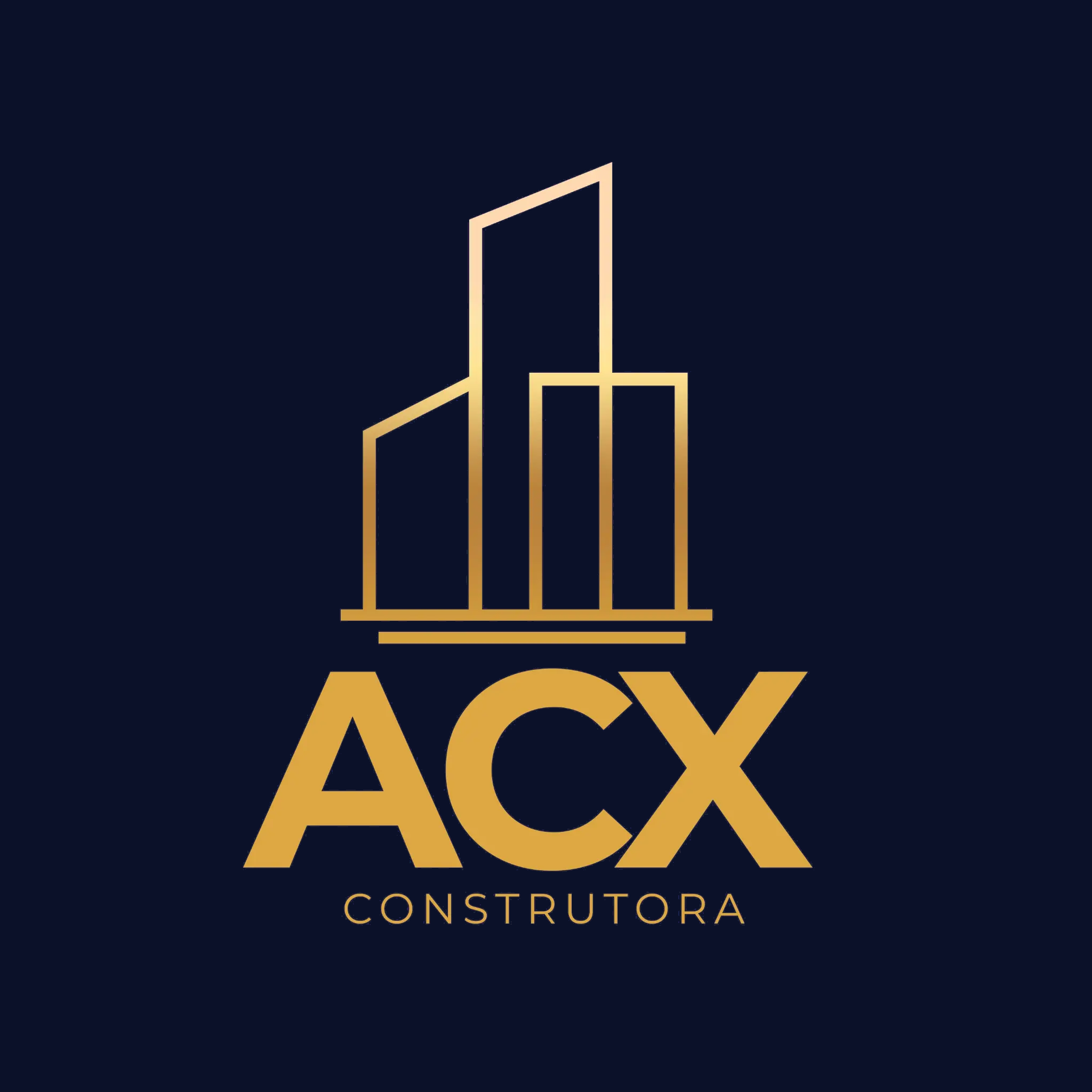 Logotipo da ACX Construtora em destaque na seção principal do site